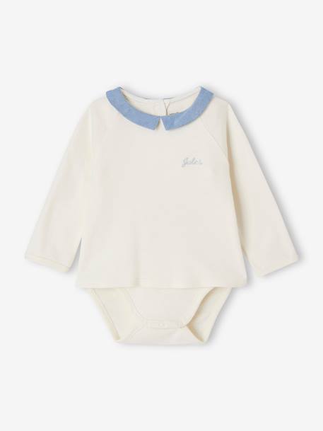 Bodysuit Top with Fancy Collar, for Babies ecru 