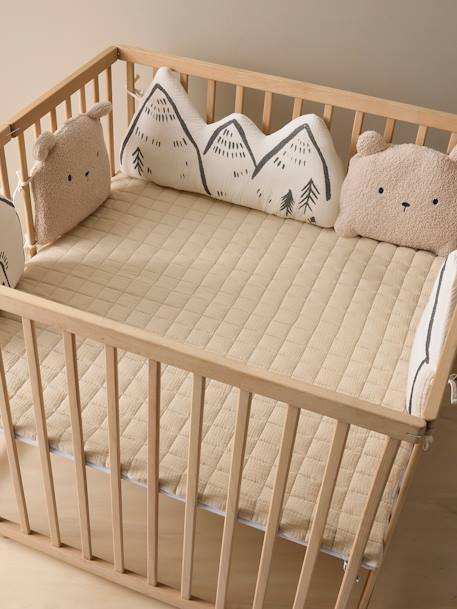 Cot/Playpen Bumper with Panels, Hygge printed beige 