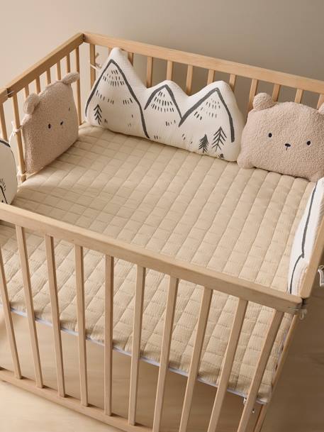 Quilt/Playpen Mat in Cotton Gauze for Babies, Hygge printed beige 