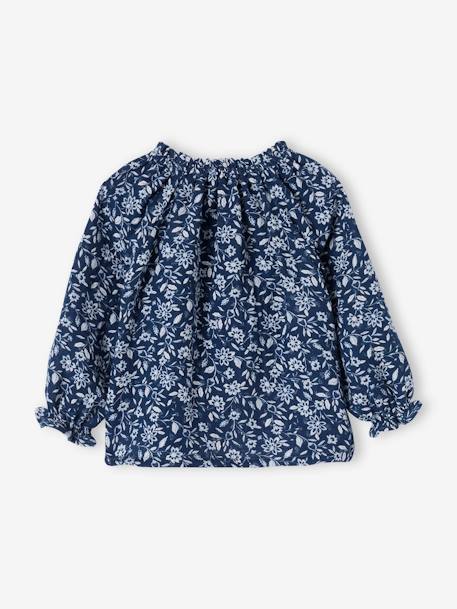 Floral Blouse in Cotton Gauze for Baby Girls denim blue 