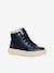 J Theleven Girl GEOX®  fur-lined high-top sneakers navy blue 