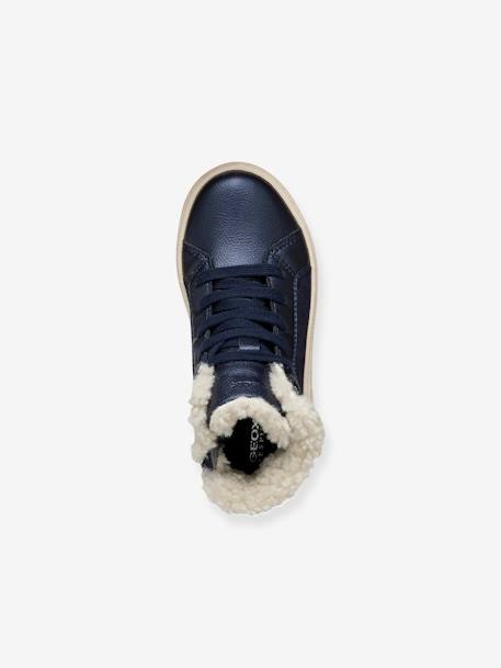 J Theleven Girl GEOX®  fur-lined high-top sneakers navy blue 