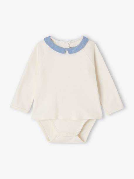 Bodysuit Top with Fancy Collar, for Babies ecru 