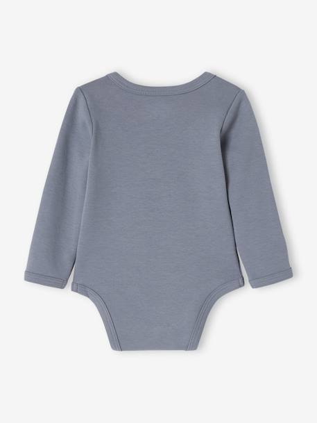 Pack of 3 Long Sleeve Bodysuits in Organic Cotton, with Cutaway Shoulders, for Babies blue 