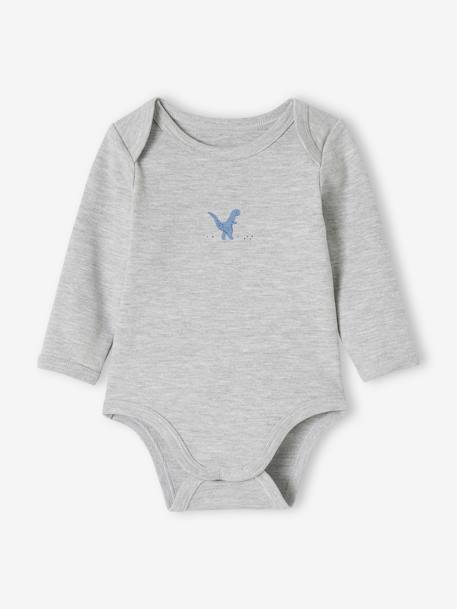 Pack of 3 Long Sleeve Bodysuits in Organic Cotton, with Cutaway Shoulders, for Babies blue 