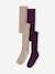 Pack of 2 Pairs of Fancy Cable Knit Tights for Girls aubergine+blush 