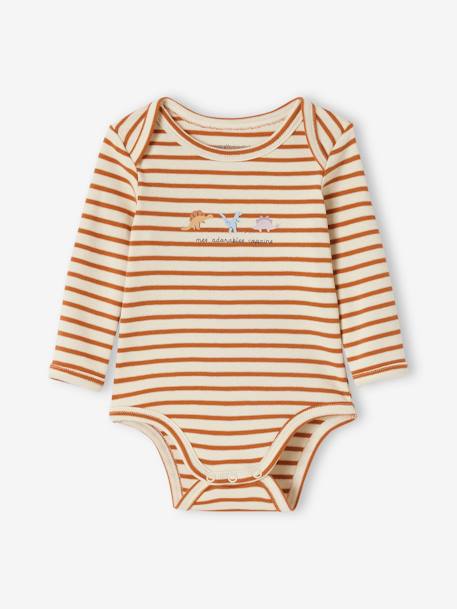 Pack of 3 Long Sleeve Bodysuits in Organic Cotton, with Cutaway Shoulders, for Babies blue 