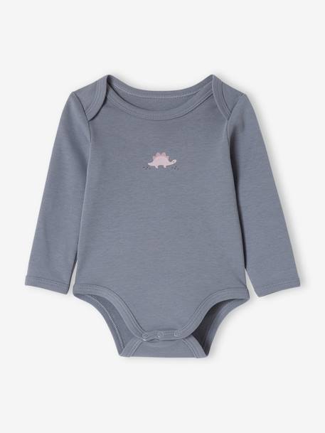 Pack of 3 Long Sleeve Bodysuits in Organic Cotton, with Cutaway Shoulders, for Babies blue 