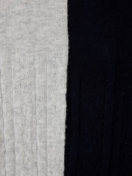 Pack of 2 Pairs of Fancy Knit Tights for Girls navy blue 