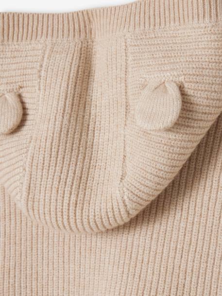 Knitted Cape/Jumper, Hood with Fancy Ears, for Babies marl beige 