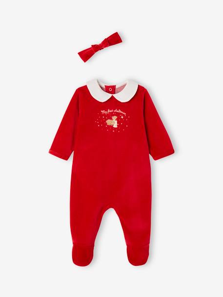 Christmas Set: Sleepsuit + Headband red 