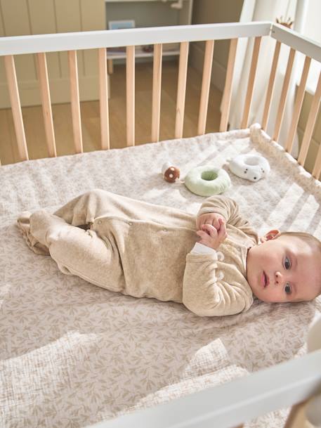 Quilt/Playpen Mat in Cotton Gauze for Babies, Hygge printed beige 