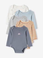 Baby-Pack of 3 Long Sleeve Bodysuits in Organic Cotton, with Cutaway Shoulders, for Babies