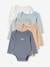 Pack of 3 Long Sleeve Bodysuits in Organic Cotton, with Cutaway Shoulders, for Babies blue 