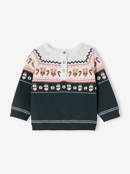 Jacquard Christmas Jumper for Babies fir green 