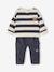 Striped Sweatshirt + Cargo Trousers Ensemble for Baby Boys slate blue 