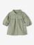 Twill Dress with Peter Pan Collar for Babies green+rose 