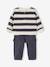 Striped Sweatshirt + Cargo Trousers Ensemble for Baby Boys slate blue 