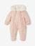 Pramsuit with Heart Prints, Lining in Faux Plush Fur, for Babies old rose 