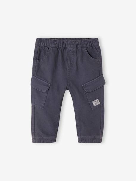 Striped Sweatshirt + Cargo Trousers Ensemble for Baby Boys slate blue 