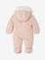 Pramsuit with Heart Prints, Lining in Faux Plush Fur, for Babies old rose 