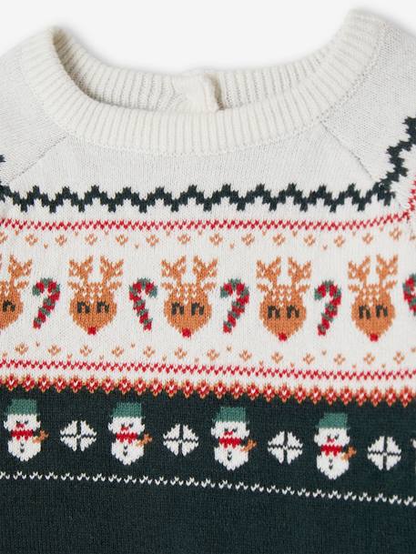 Jacquard Christmas Jumper for Babies fir green 