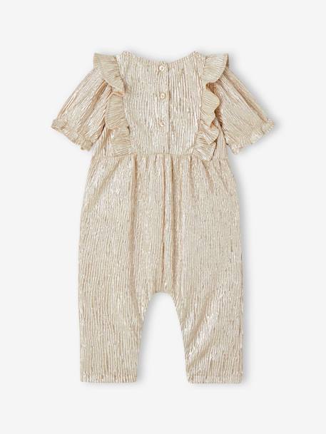 Shimmery Festive Jumpsuit with Ruffles for Baby Girls gold 