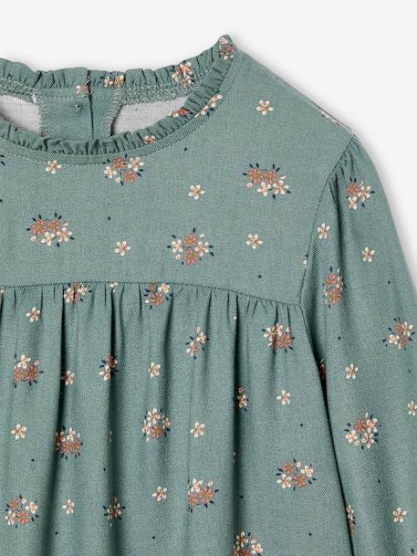 Floral Blouse for Girls ecru+indigo+rosy+sage green 