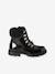 Faux Fur Ankle Boots with Laces for Girls black 