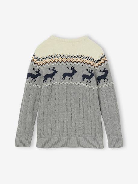 Cable Knit Jacquard Jumper for Boys marl grey+marl white 