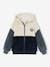 Colourblock Sherpa Jacket with Zip & Hood for Boys slate blue 