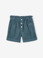 -Paperbag-Style Corduroy Shorts for Girls