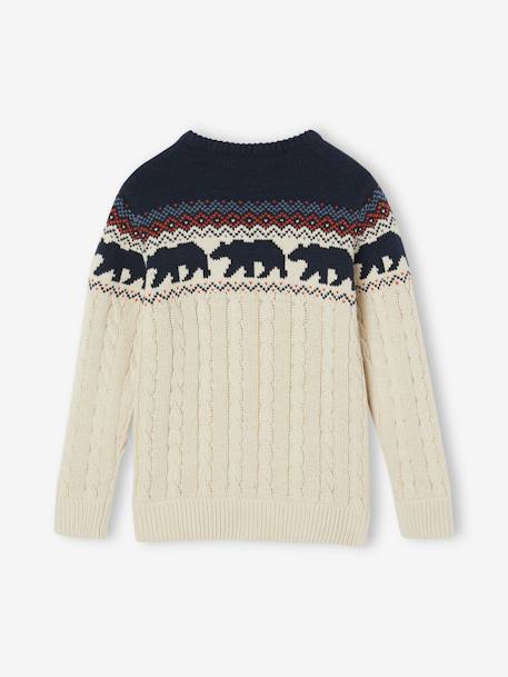 Cable Knit Jacquard Jumper for Boys marl grey+marl white 