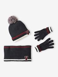 Boys-Beanie + Snood + Gloves Set in Rib Knit for Boys