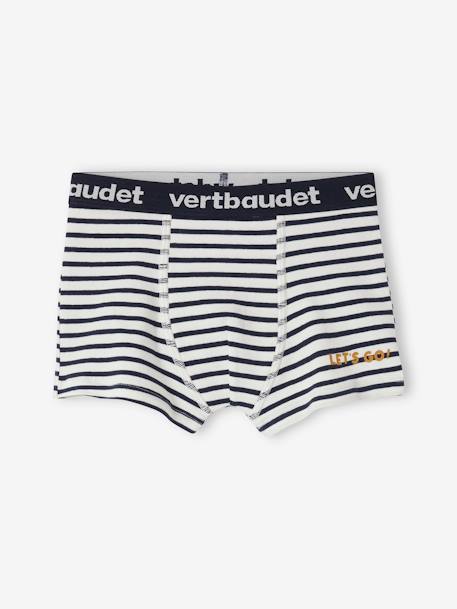 Pack of 5 Striped Boxer Shorts for Boys ecru 