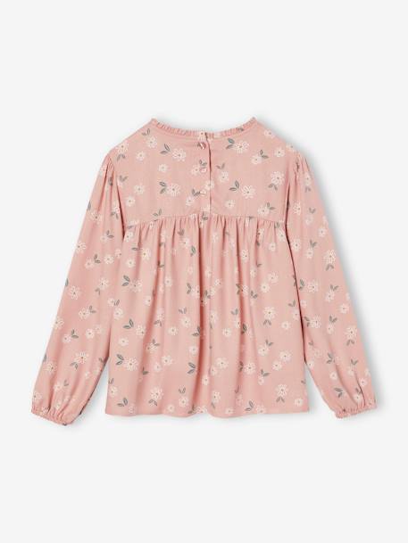 Floral Blouse for Girls ecru+indigo+rosy+sage green 