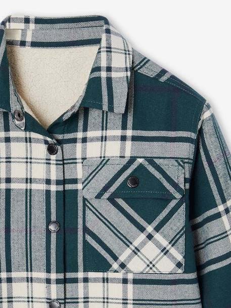 Sherpa-Lined Chequered Shirt for Boys chequered green 