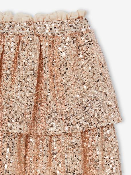 Christmas Sequin Ruffled Skirt for Girls gold 