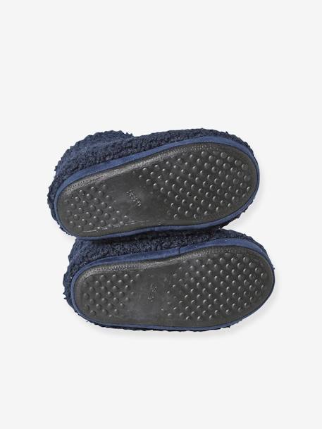 High Top, Fur-Lined Slippers for Children navy blue 