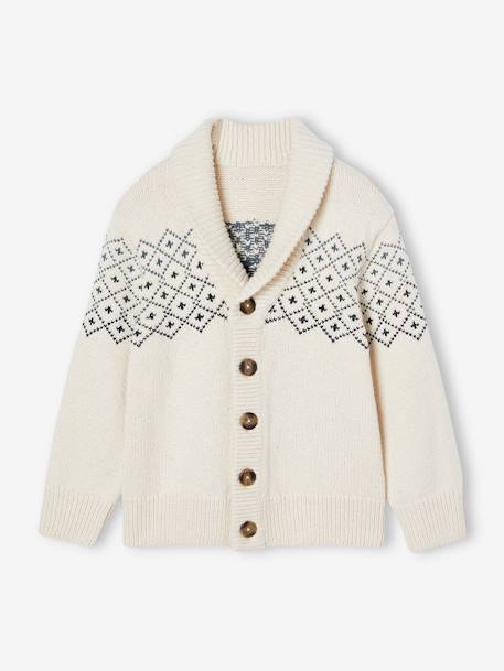 Jacquard Cardigan for Boys marl white 