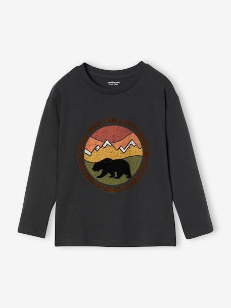 Long Sleeve T-Shirt with Details in Relief, for Boys anthracite+sage green+slate blue 