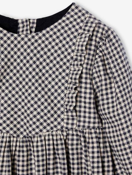 Gingham Dress with Ruffles for Girls chequered grey 