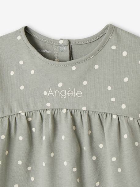 Long Sleeve Printed T-Shirt in Organic Cotton for Babies hazel+sage green+vanilla 