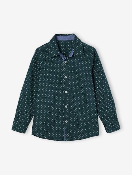 Shirt with Dot Print, for Boys Dark Brown/Print+fir green+Light Blue/Print 