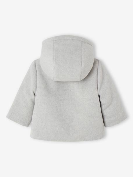 Coat in Woollen Cloth for Babies marl grey+rose 