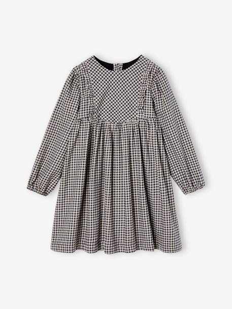 Gingham Dress with Ruffles for Girls chequered grey 