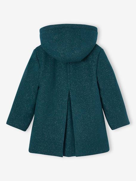 Coat with Hood for Girls emerald green+rosy 