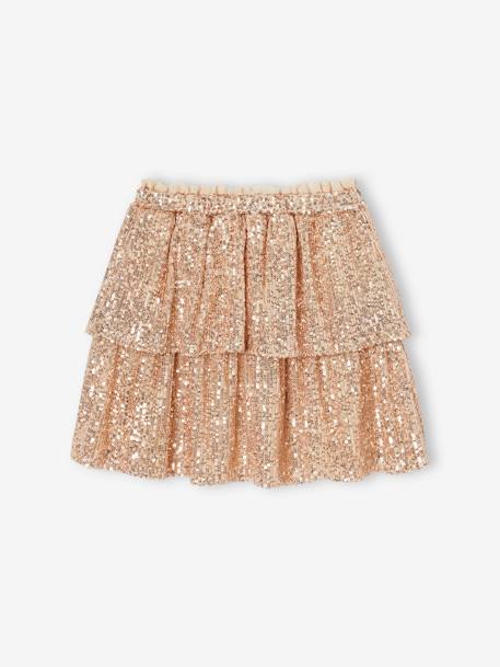 Christmas Sequin Ruffled Skirt for Girls gold 