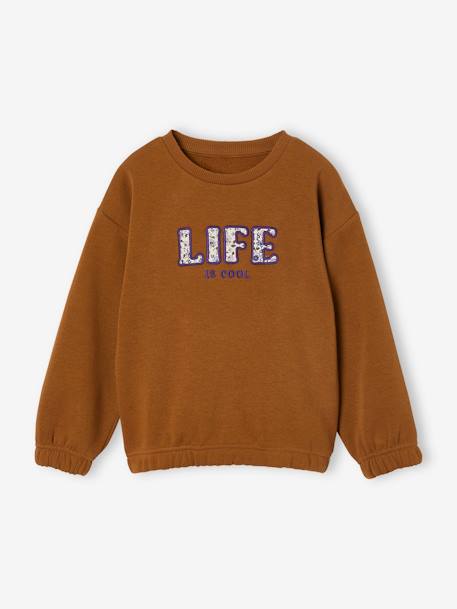 'Life Is Cool' Sweatshirt for Girls bronze 