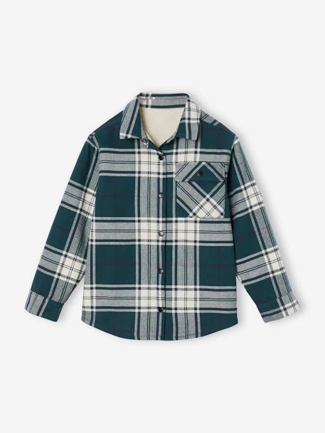 Sherpa-Lined Chequered Shirt for Boys chequered green 